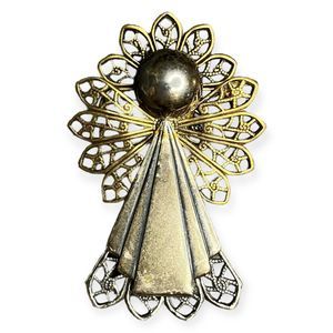 Vintage‎ Kat’s Creations Angel Brooch Silver Tone Spiritual Heavenly Signed Pin